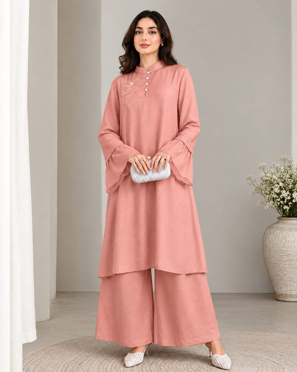 Blossom Grace – Embroidered Floral  Co-ord Set