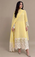 Lemon Yellow Embroidered Lace Kurta Set