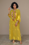Vibrant Mustard Dress with Traditional Embroidery