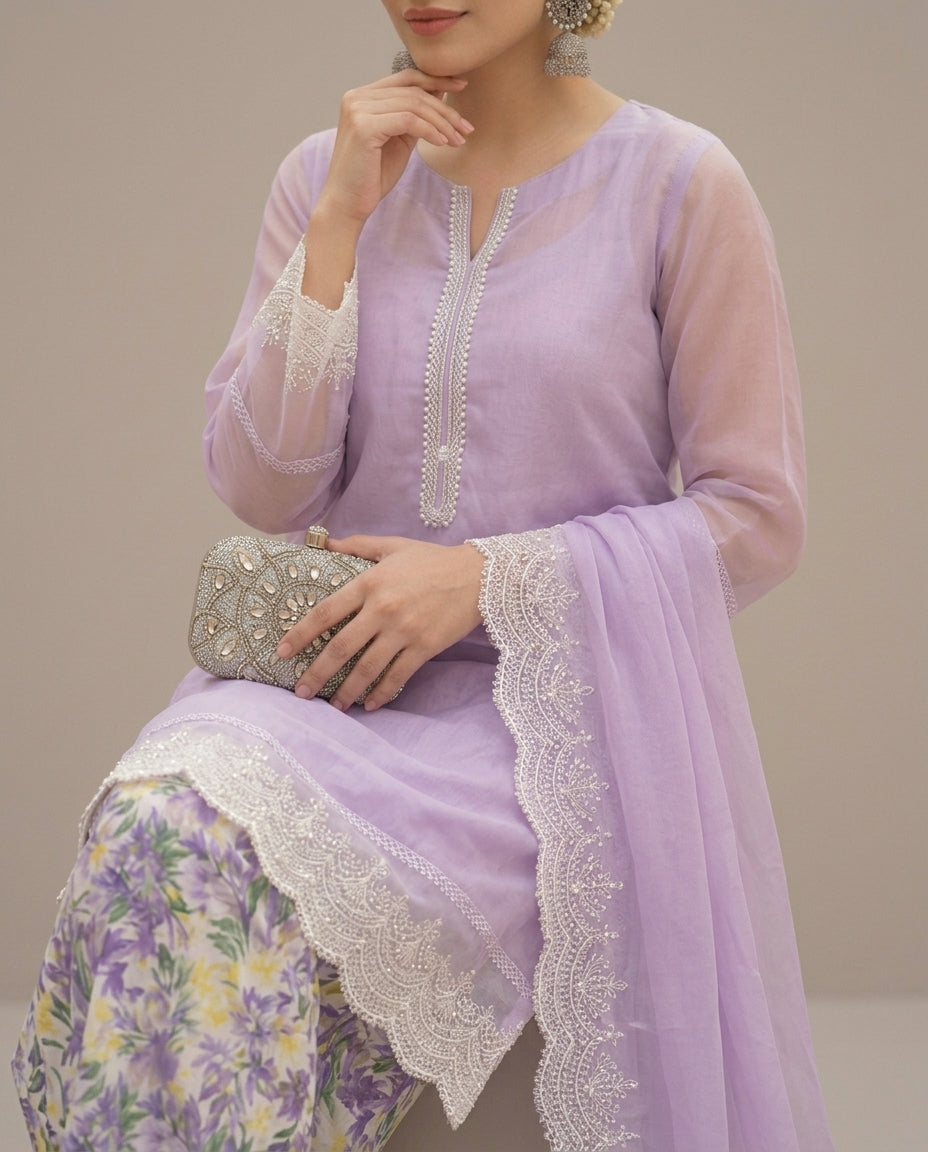 Lavender Grace Embroidered 3-Piece Suit