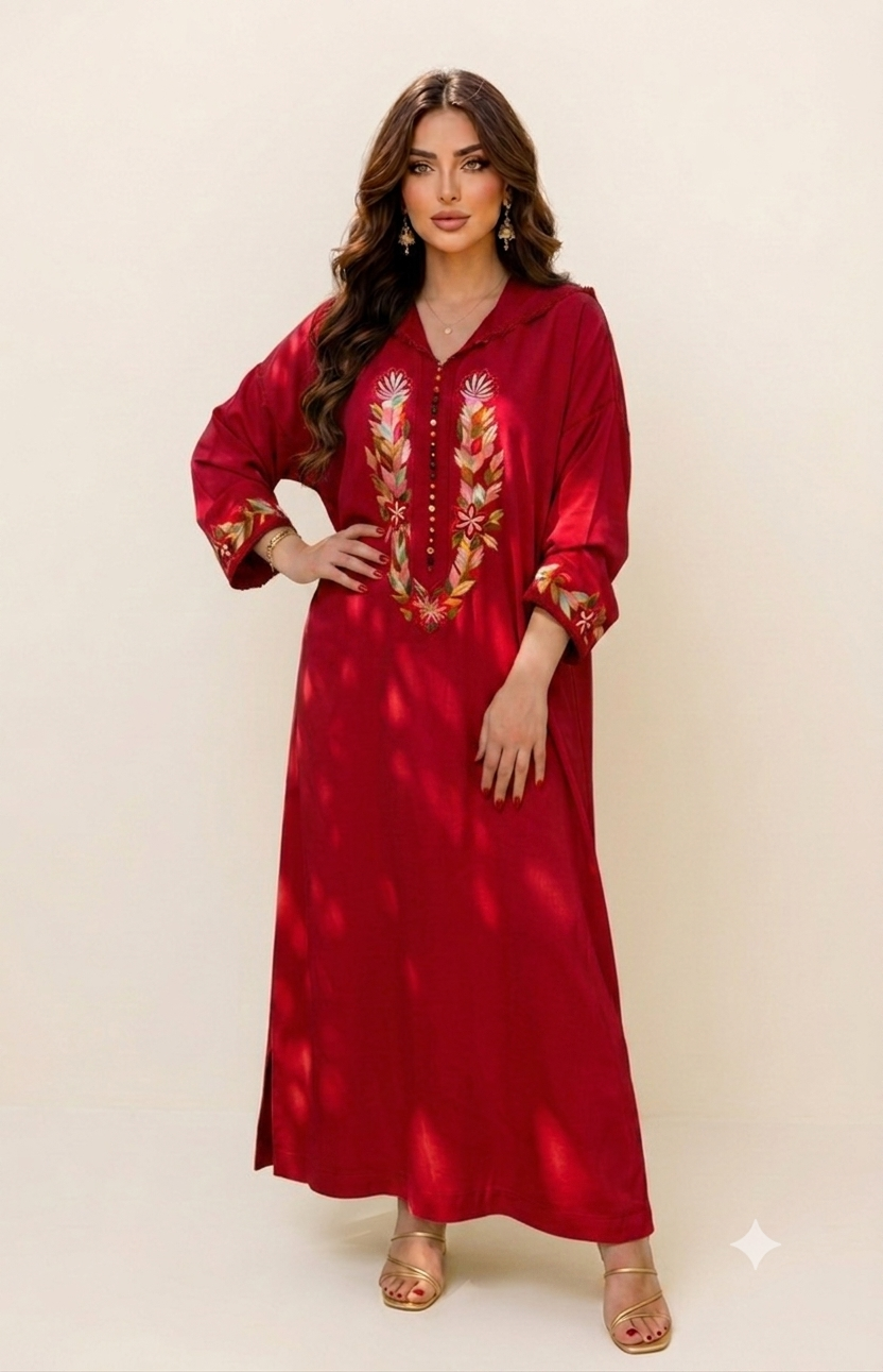 Vibrant Mustard Dress with Traditional Embroidery