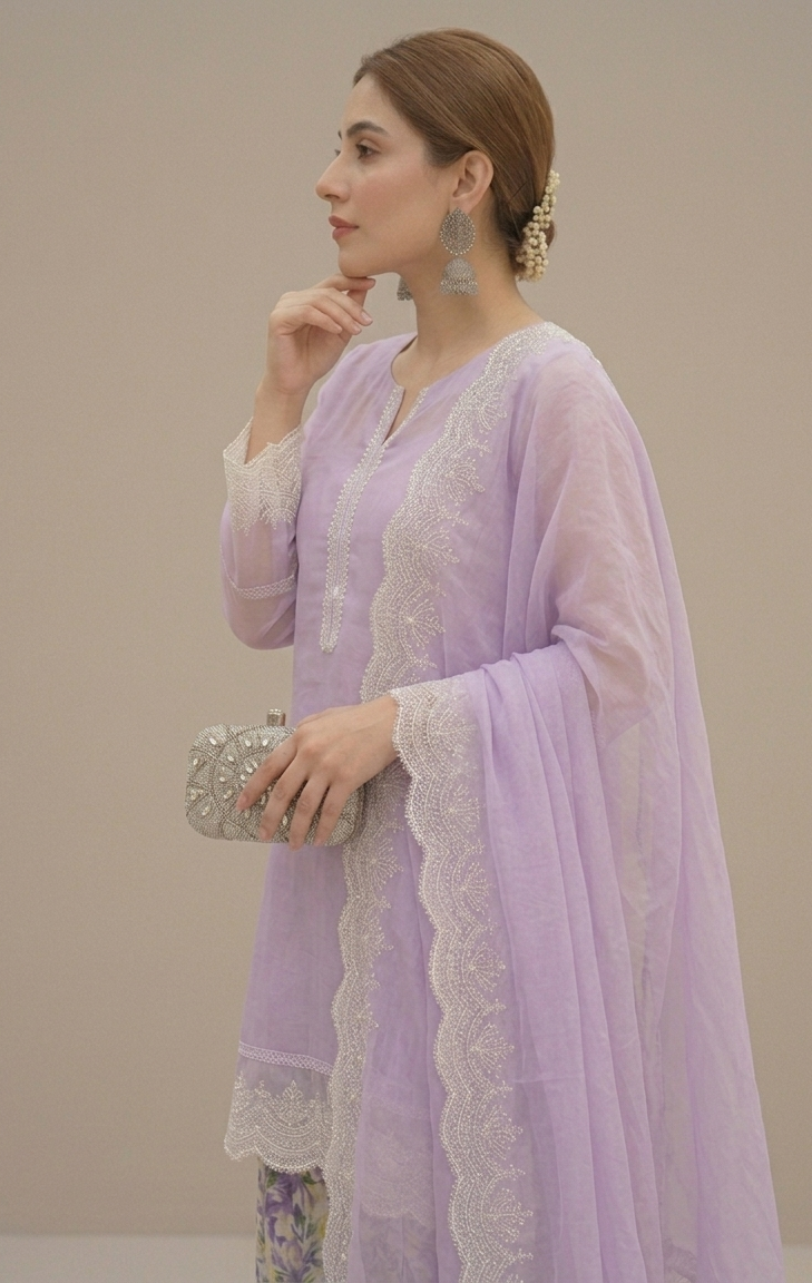 Lavender Grace Embroidered 3-Piece Suit