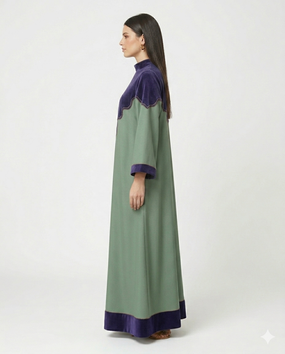 Sage & Midnight Elegance Maxi Dress