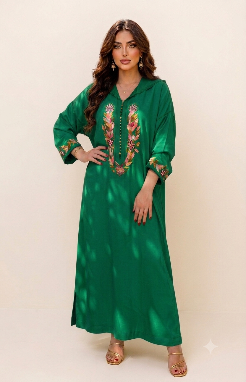 Vibrant Mustard Dress with Traditional Embroidery