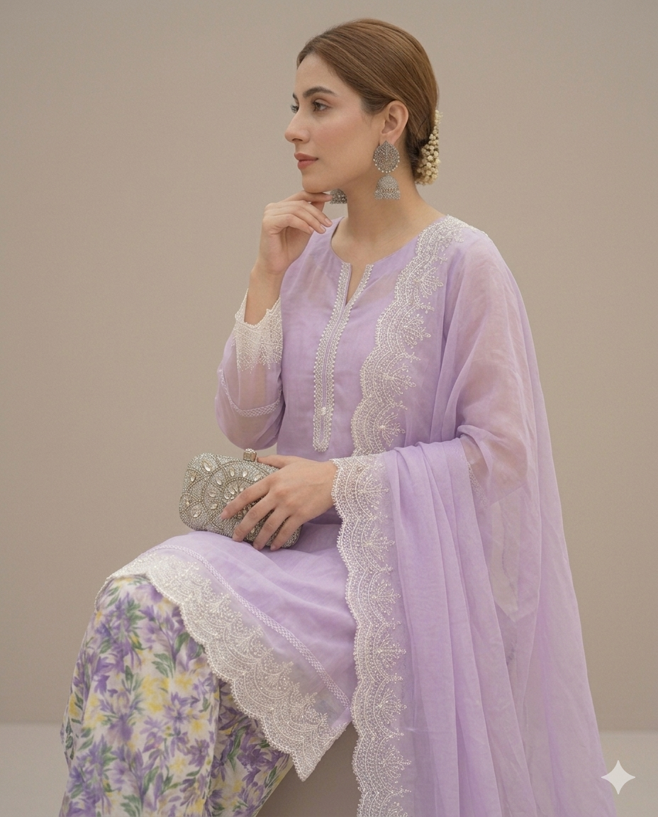 Lavender Grace Embroidered 3-Piece Suit