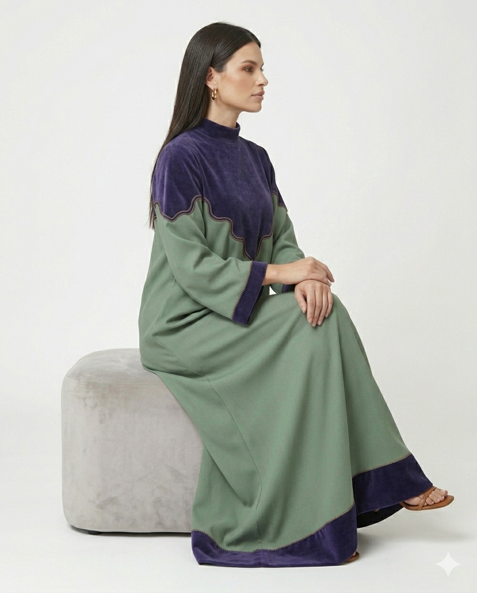 Sage & Midnight Elegance Maxi Dress