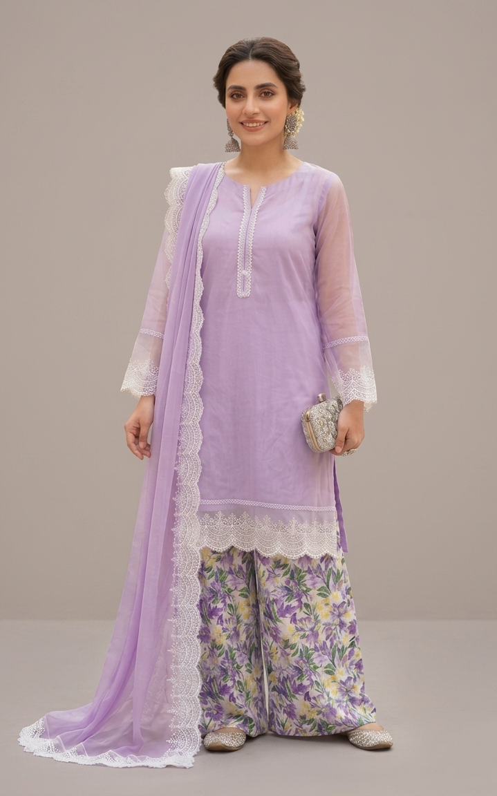 Lavender Grace Embroidered 3-Piece Suit